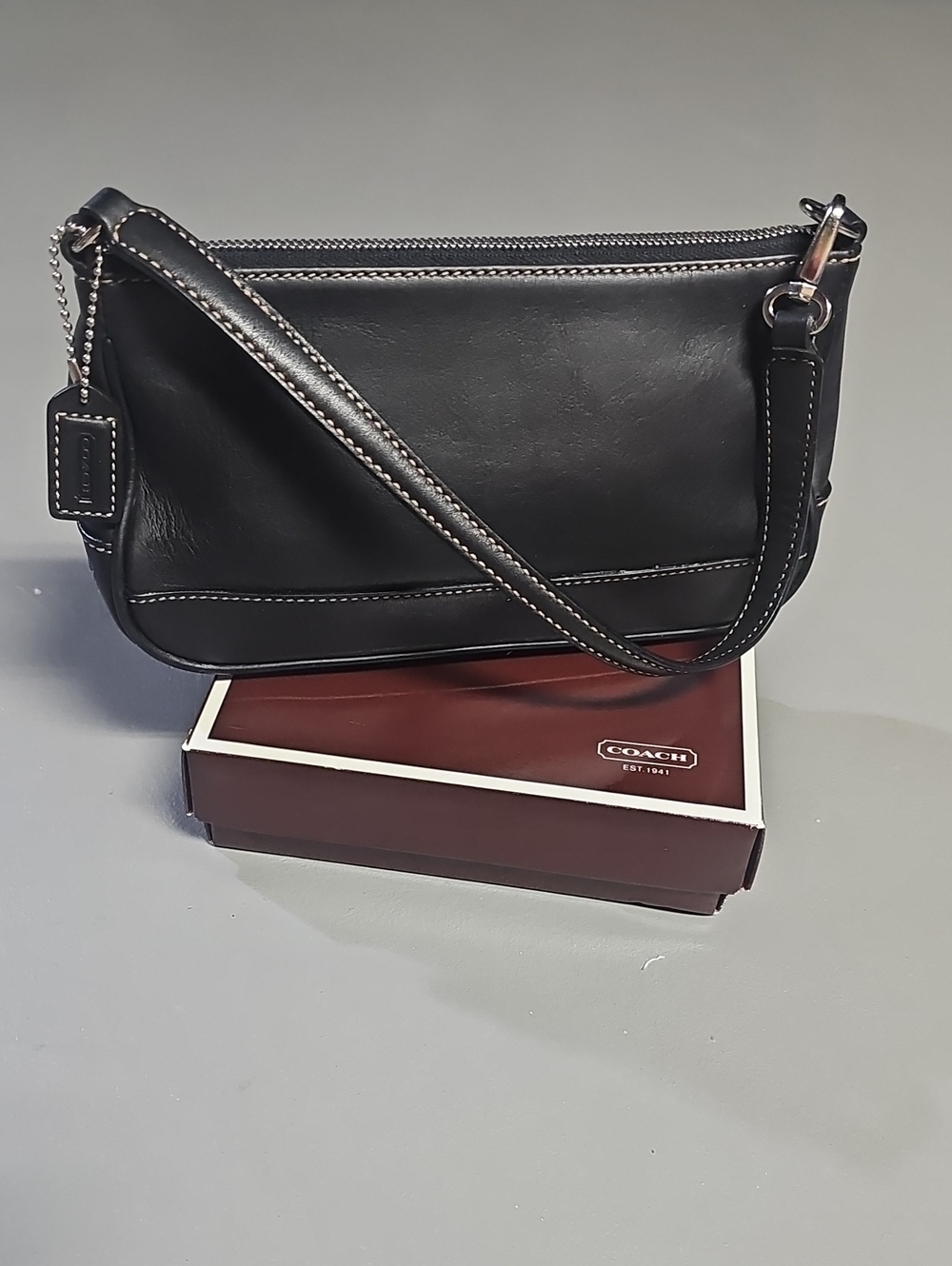 Coach VTG Hampton Black Leather Bag  H1S-7785 Satchel Shoulder Hand Bag